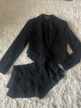 Guess by Marciano Black Ruffle Blazer & Short Set